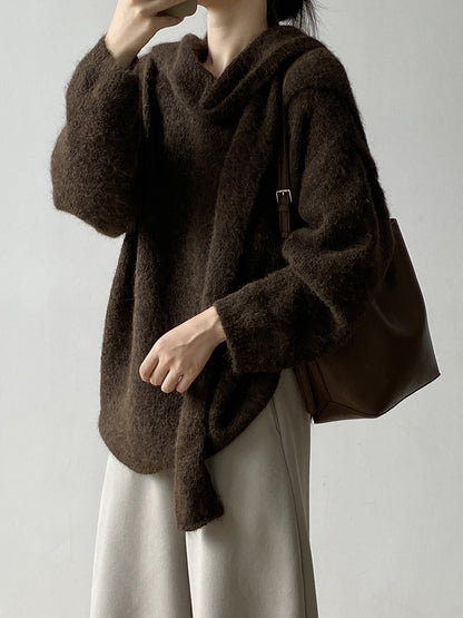 【Y25805】 實拍溫柔軟糯V領毛衣+針織披肩(含羊毛3％）251023