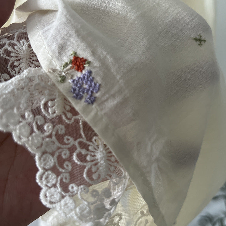 【LD11398】溫柔甜美仙女系🌸韓系氣質刺繡綁帶一字領短袖上衣/襯衫260720