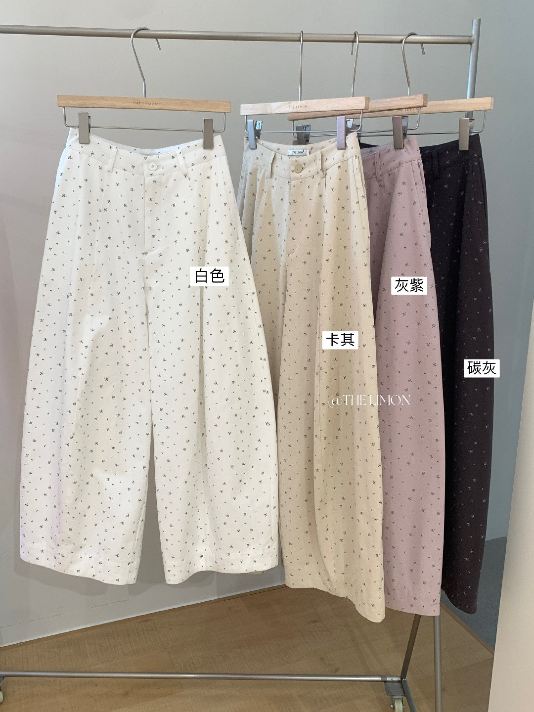 【L10229】實拍檸檬韓系慵懶鬆弛感🌸春夏百搭顯瘦碎花高腰休閒寬褲260318