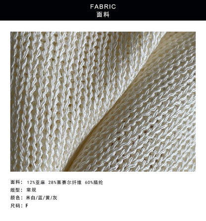 【cimYL832】高級感微透膚☁️夏季透氣亞麻天絲V領飛飛袖針織衫260604