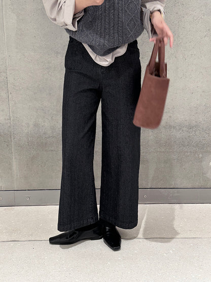 【cim6121】實拍超顯瘦顯腿直彈性九分黑色牛仔褲251030