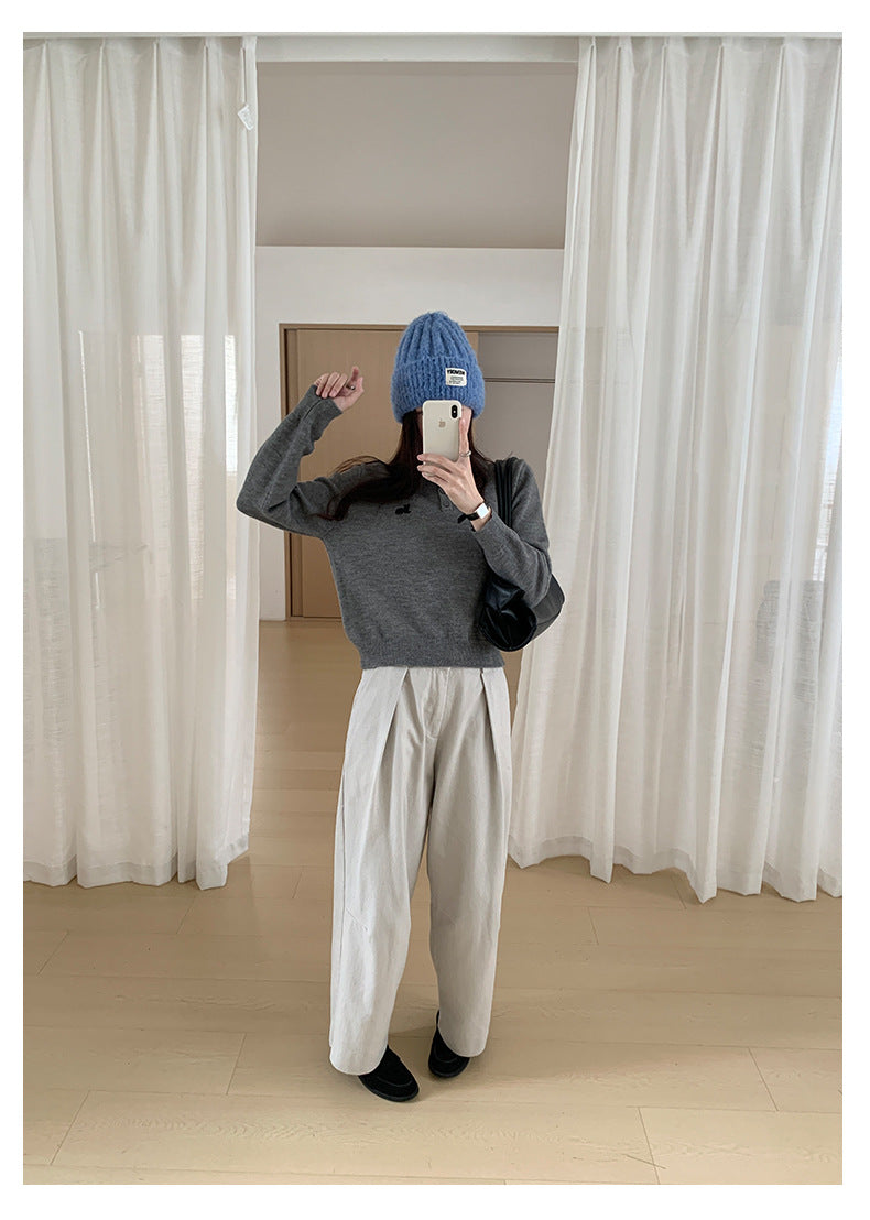 【H566】實拍秋冬高腰斜紋棉挺版西裝長褲（後鬆緊腰）251021