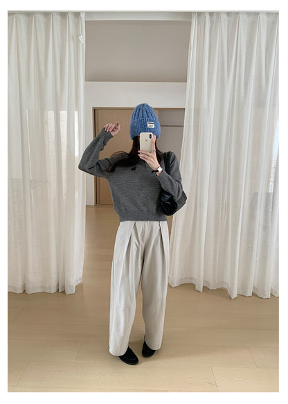 【H566】實拍秋冬高腰斜紋棉挺版西裝長褲（後鬆緊腰）251021