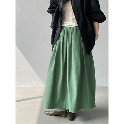 【cimz1815】實拍日系慵懶氛圍感✨百搭壓褶氣球花苞廓形長裙260409