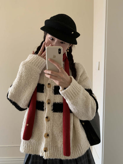 【H5511】實拍 懶懶撞色條紋開衫針織毛衣
251118