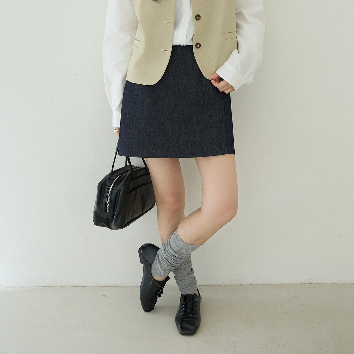 【LD11166】實拍S~XL高腰修身不規則西裝A字短裙/褲裙（內有安全褲）260309