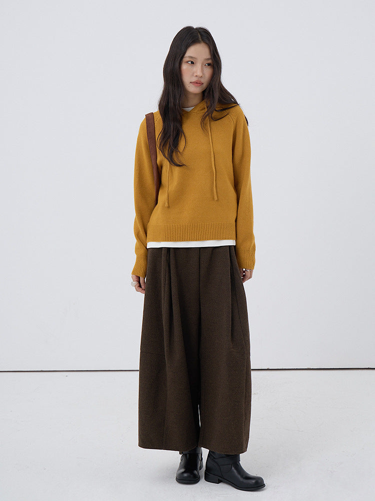 【LD3280】實拍慵懶小個子抽繩連帽針織毛衣251103