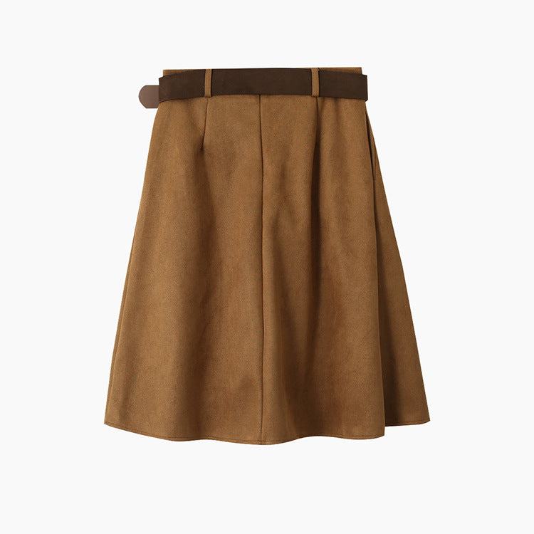 【LD11016】實拍冬季復古麂皮絨A字裙251110