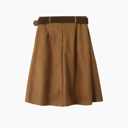 【LD11016】實拍冬季復古麂皮絨A字裙251110