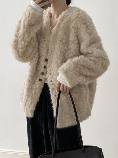 【YH707】實拍高質感毛茸茸仿皮毛保暖一体毛绒外套＋圍巾251113