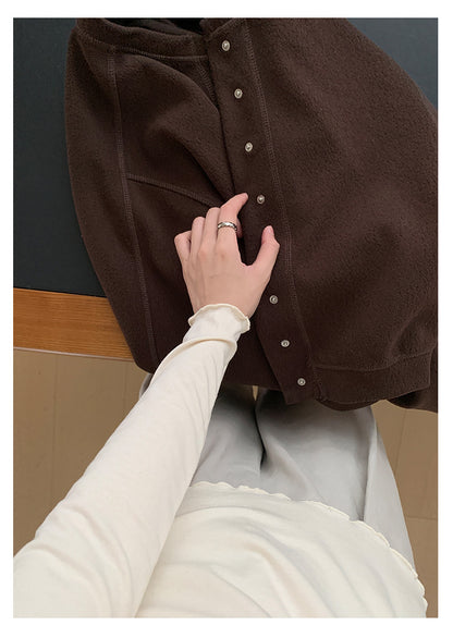 【H568】實拍基礎款木耳邊半高領純色打底衫251021