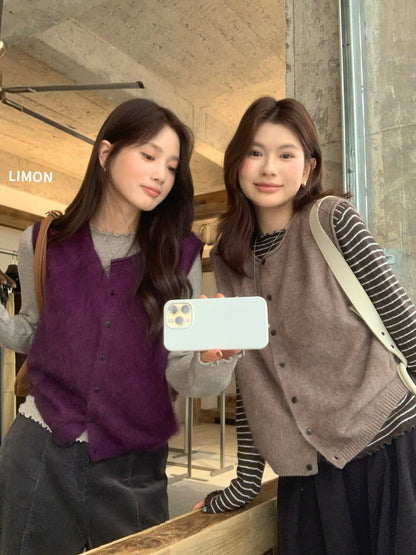 【LNM8599】檸檬家極簡肌理感・木耳邊圓領長袖針織衫260916