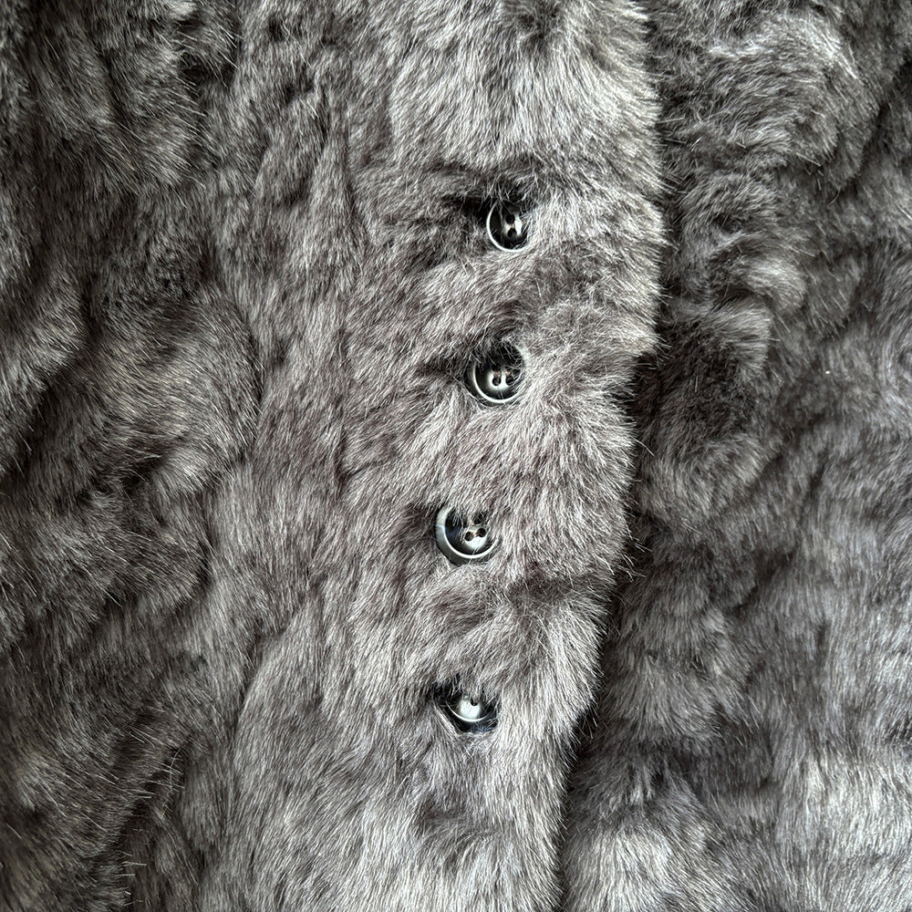 【YH707】實拍高質感毛茸茸仿皮毛保暖一体毛绒外套＋圍巾251113