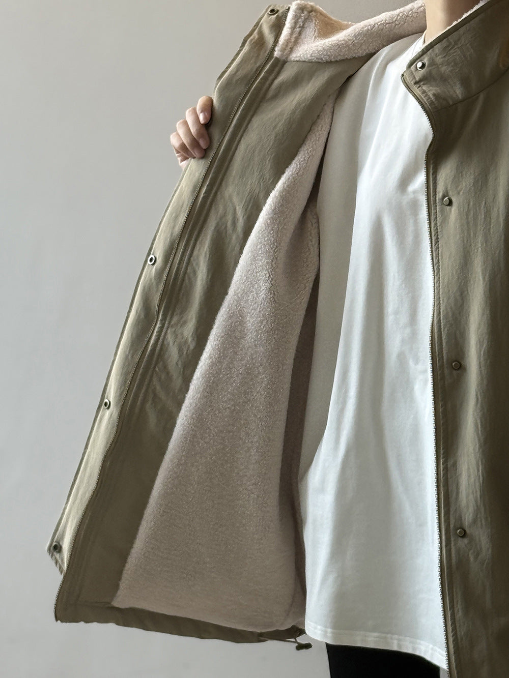 【Y82650】實拍立領帥氣內裡羊羔毛工裝外套251016