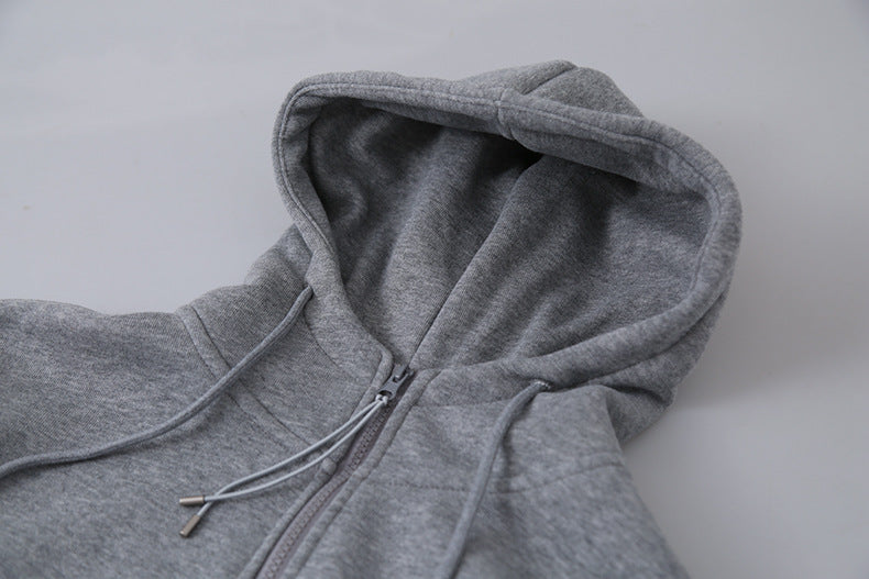 【LD11064】實拍慵懶灰色加絨加厚連帽寬鬆衞衣251209