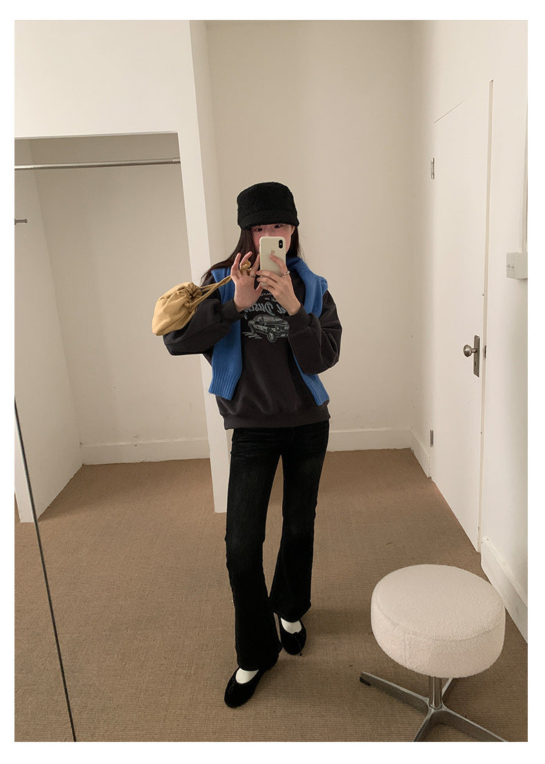 【H560】實拍加厚磨毛高腰微喇牛仔褲251021