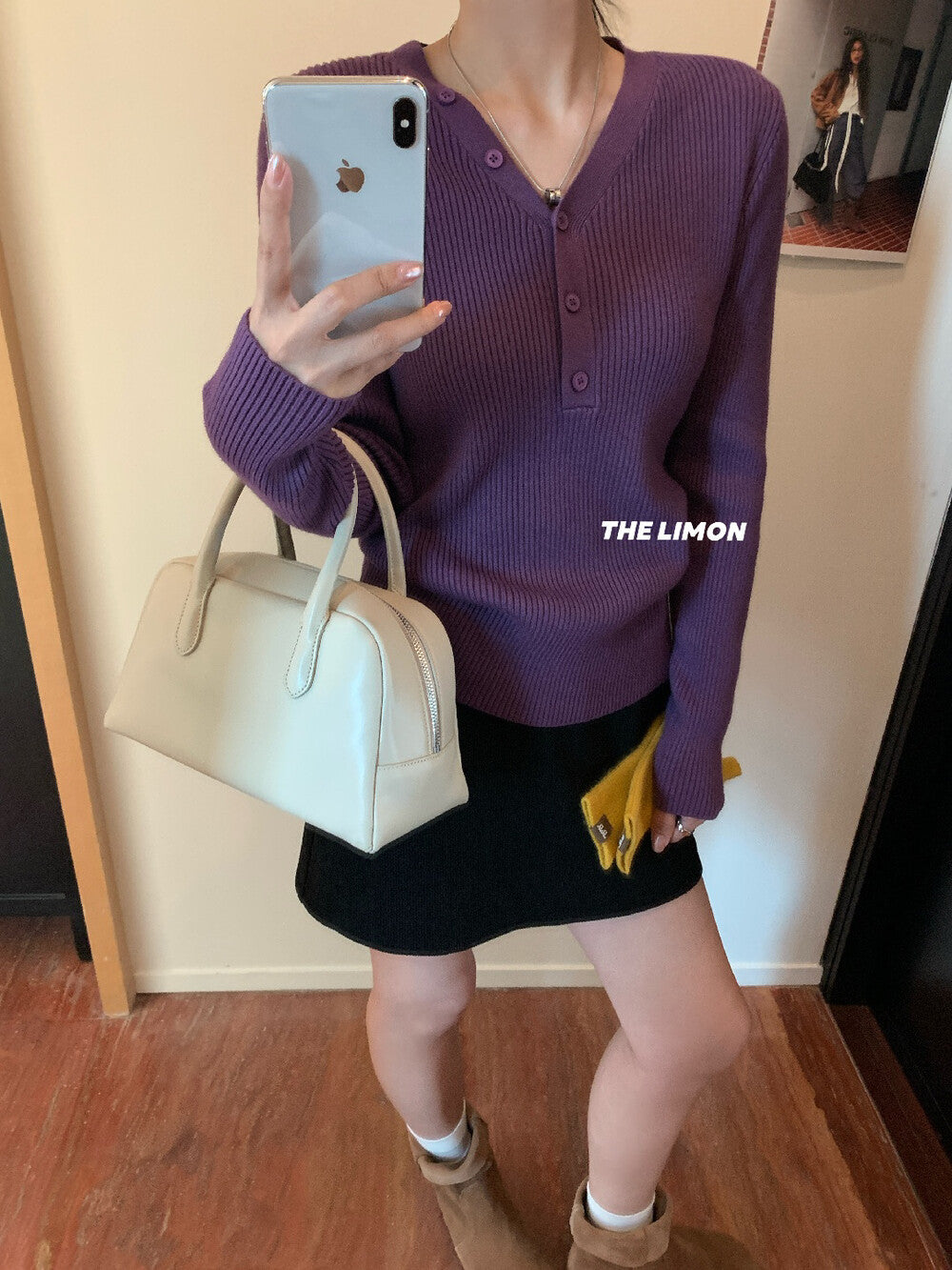 【L99909】檸檬秋冬超修身V領纽扣長袖針織衫251117