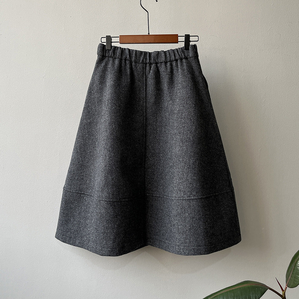 【Y8076】實拍氣質羊毛30%毛呢微花苞傘裙251201