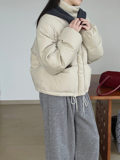 【cim35031】實拍冬季麵包羽絨連帽立領外套（可拆針織連帽）（含白鴨絨80%)241225