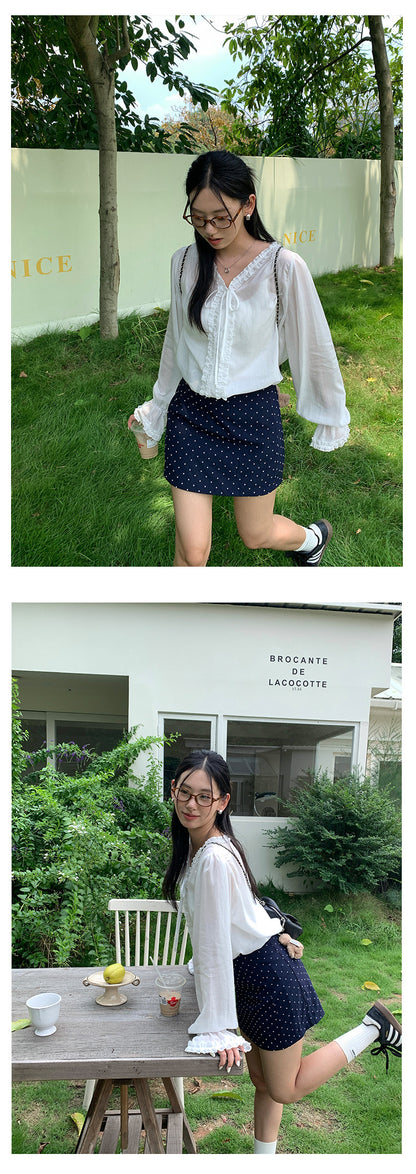 【H5331】實拍復古點點A字裙(內有安全褲）250624