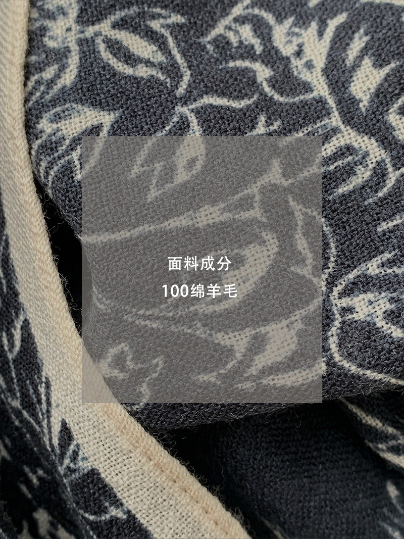 【cim865】實拍黑標100綿羊毛復古山茶花小方巾法式頭巾圍巾 251030