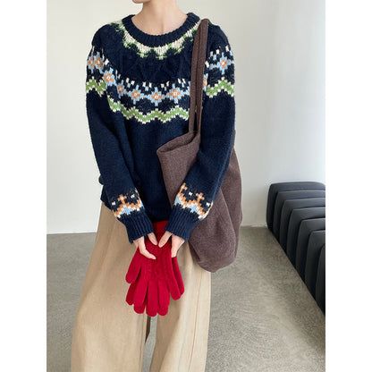 【cimMB850】實拍冬季必備复古費爾島提花針織毛衣251114