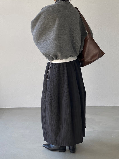 【cim1708】實拍秋冬法式寂靜高腰加厚微花苞A字裙251030