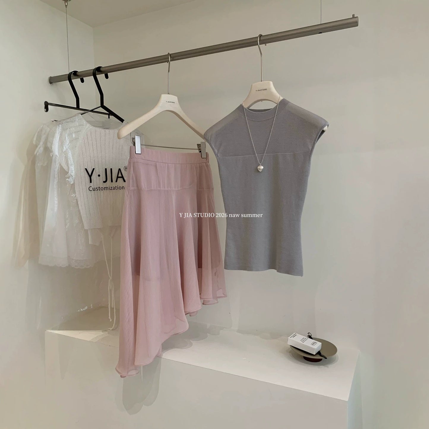 【L5765】Y.JIA溫柔仙女氣質🕊️針織背心+不規則雪紡裙 套裝260706
