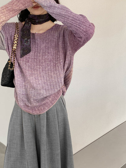 【cim0679】實拍韓國彩虹漸變長袖針織衫（羊毛11%)251114