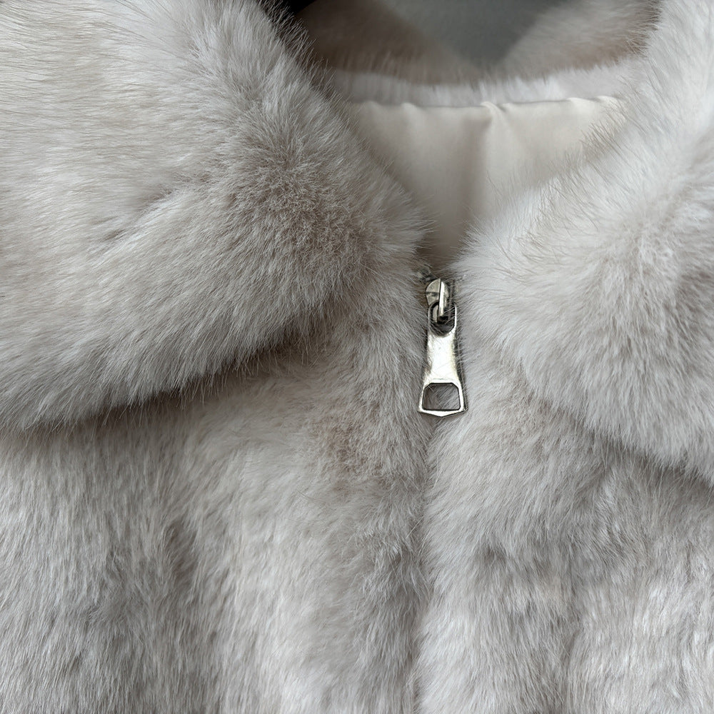 【YH8309】實拍高質感時髦仿皮草拼接針織假2件毛毛外套251113