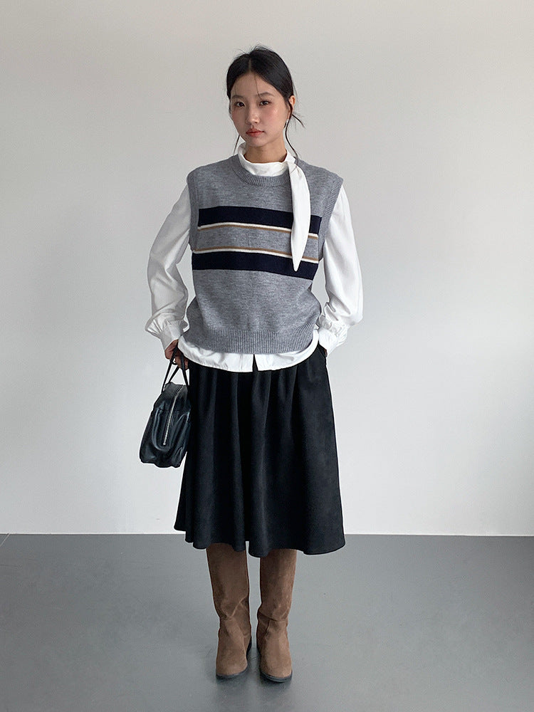 【LD11016】實拍冬季復古麂皮絨A字裙251110