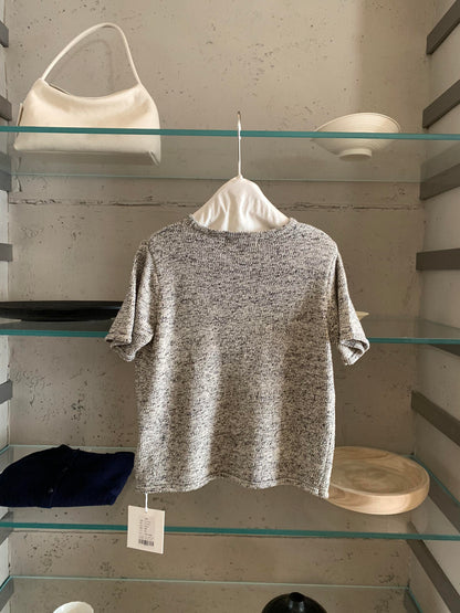 【LR991371】實拍imiss高級感氣質！高級感混雜色圓領短袖針織衫260305