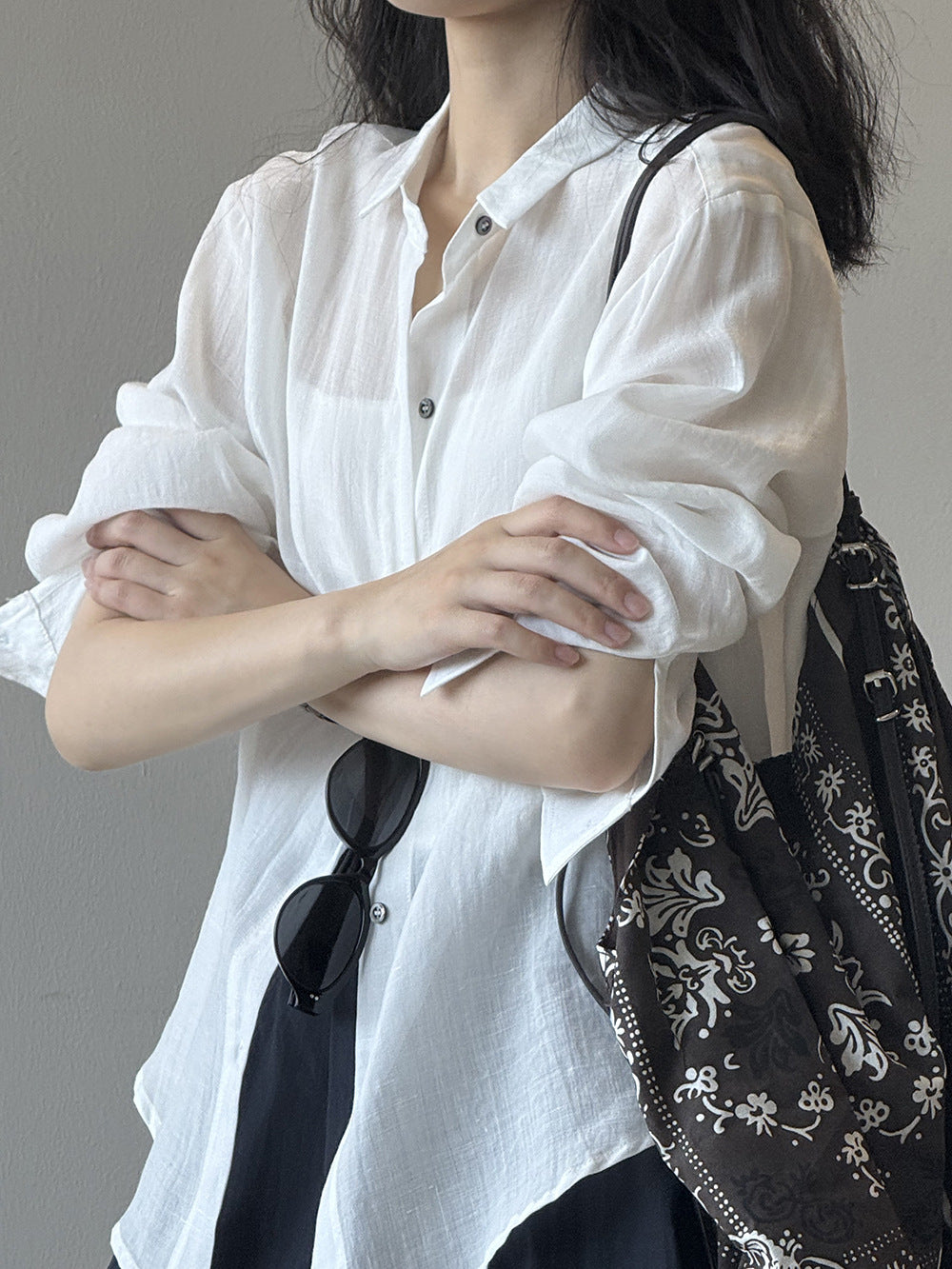 【Y82525】實拍天丝苎麻氣質涼爽防曬襯衫250619