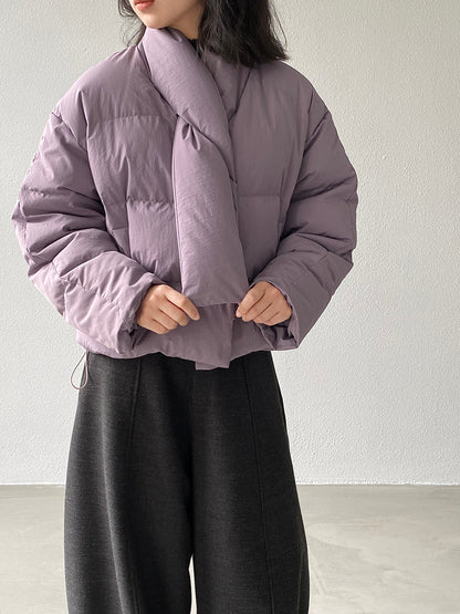 【cimz6385】實拍氣質芋色保暖白鴨絨外套＋圍脖（白鴨絨90)251120