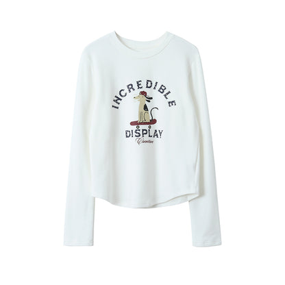 【LD3291】實拍韓國德絨小狗印花長袖T恤251103