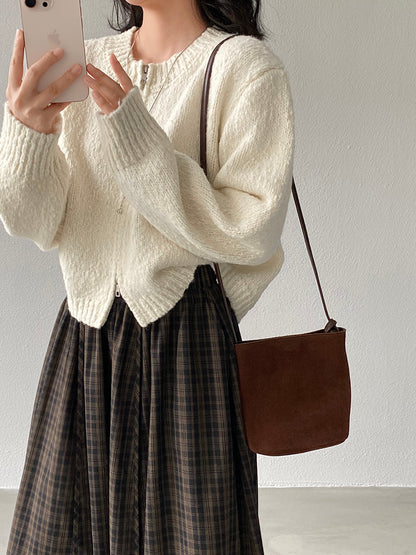 【cimz1386】實拍雙頭拉鍊羊毛保暖針織外套（羊毛34%)251201