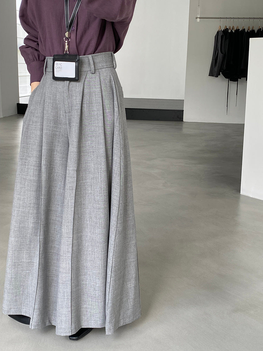 【cim1653】實拍秋日必備高腰壓褶大擺西裝褲251030