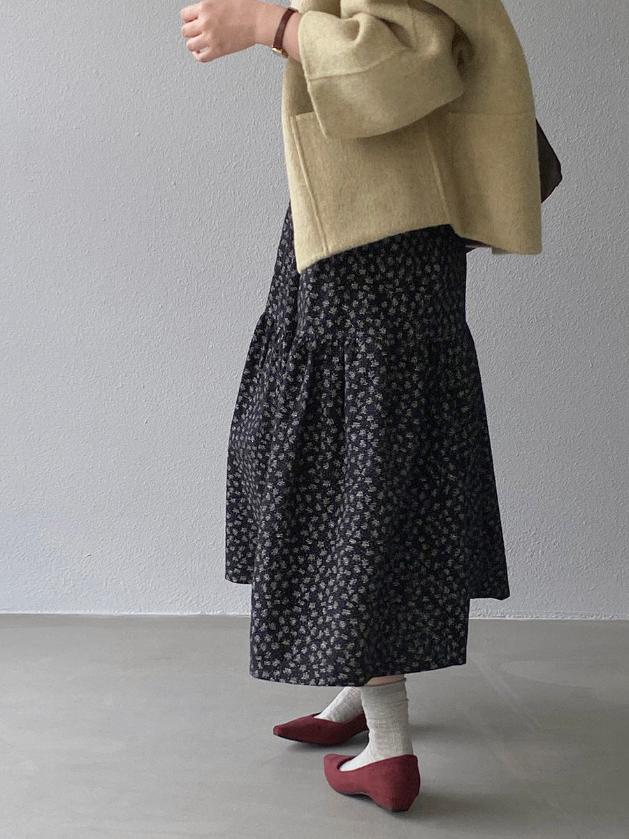 【cimz1729】實拍復古時髦碎花加絨長裙251128