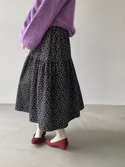 【cimz1729】實拍復古時髦碎花加絨長裙251128