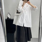 【cim5533】實拍韓國極簡日系白色中長大版襯衫寬鬆洋裝230809