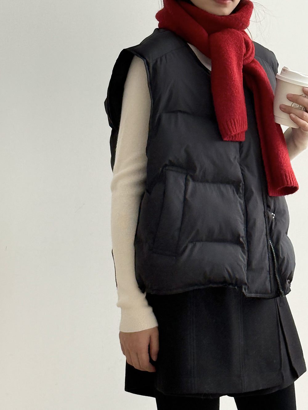 【Y82635】實拍秋冬簡約圓領棉背心251106