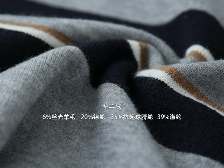 【LD11014】實拍學院感條紋圓領針織毛衣251110