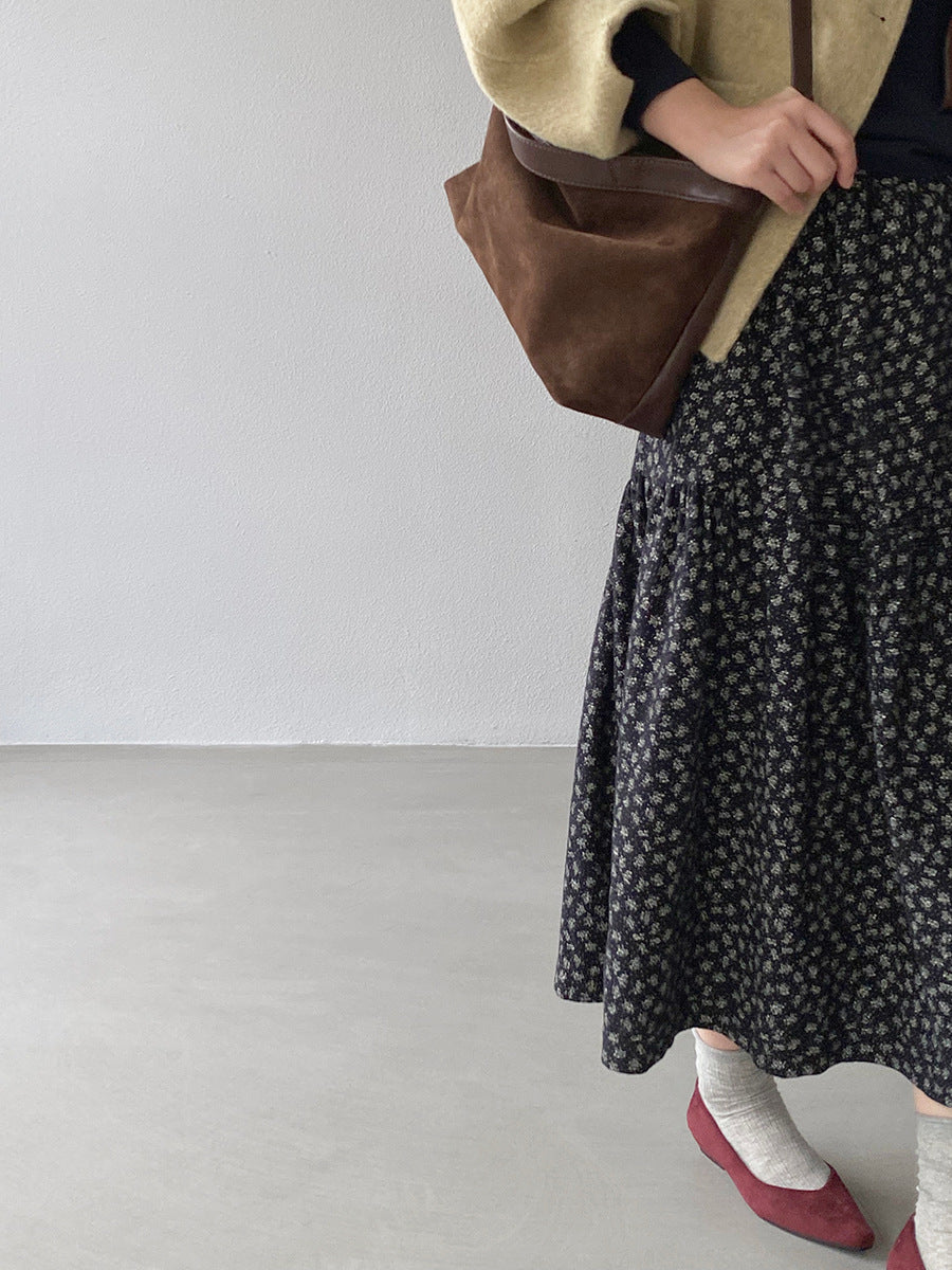 【cimz1729】實拍復古時髦碎花加絨長裙251128