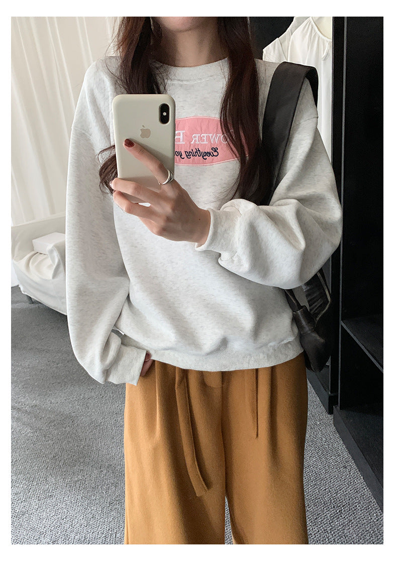 【H5478】實拍秋冬韓國質感刺繡棉質舒適衞衣251109