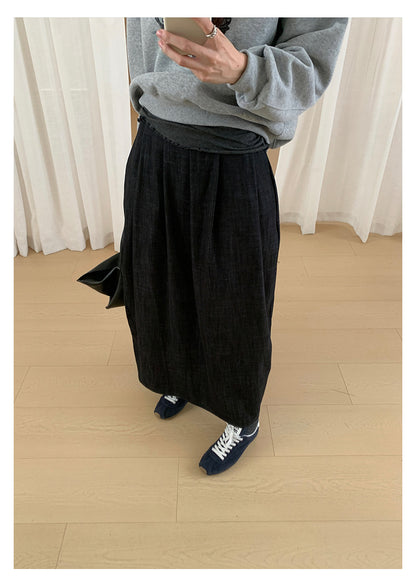 【H561】實拍秋冬簡約鬆緊腰後開叉裙251021