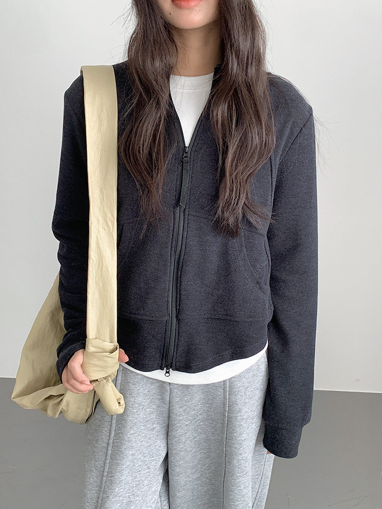 【LD3293】實拍立領雙頭拉鍊衞衣外套251103