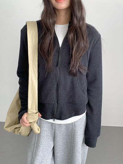 【LD3293】實拍立領雙頭拉鍊衞衣外套251103