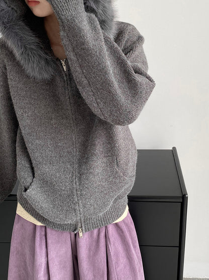 【cimz8321】實拍可拆卸毛領連帽拉鍊毛衣外套251128