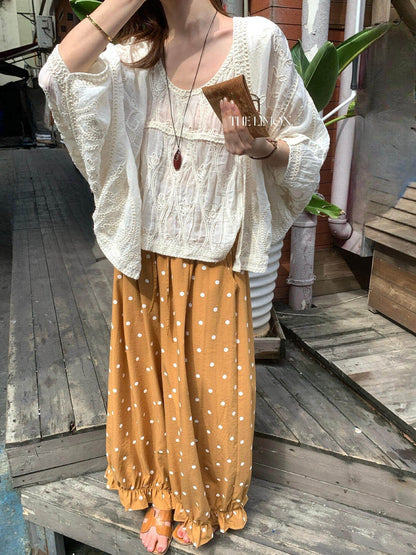 【L10711】法式浪漫仙女系🕊️重工精緻刺繡披肩+無袖蕾絲背心套裝260526