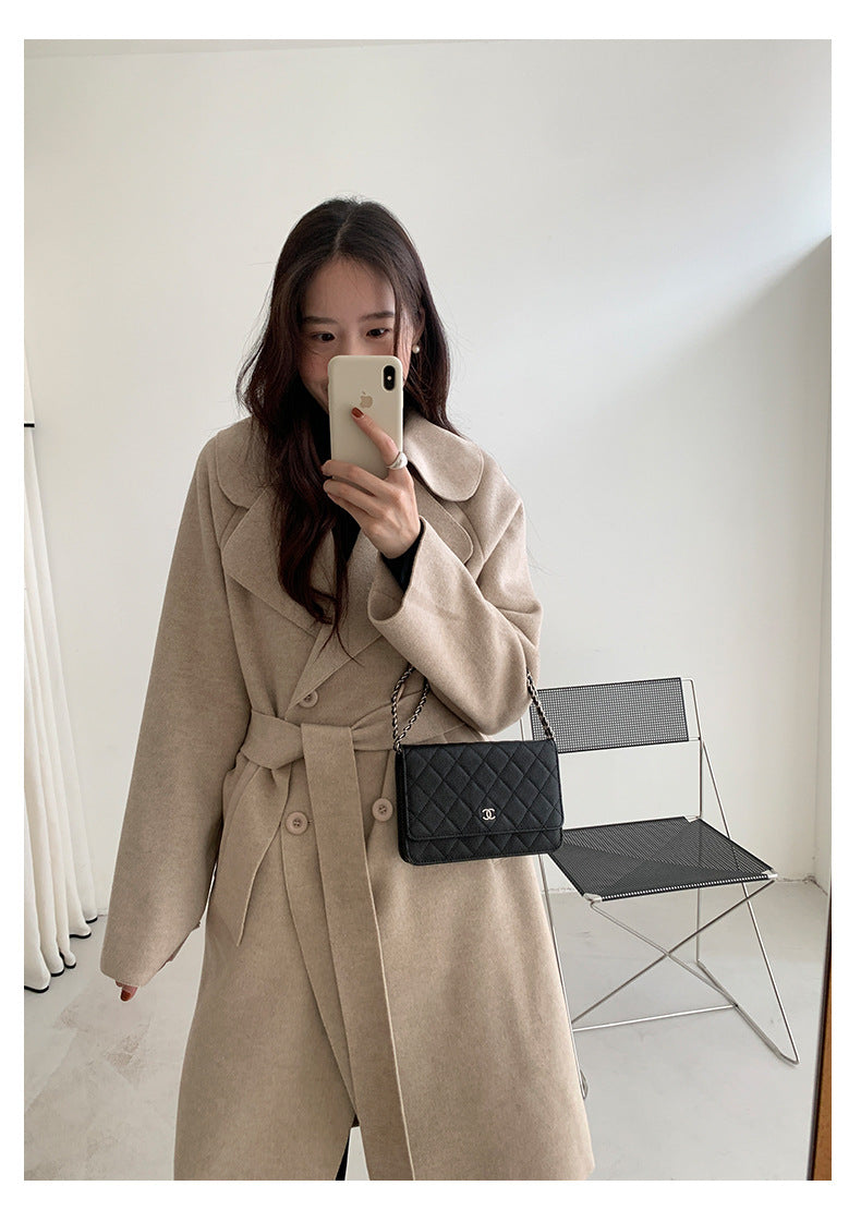 【H5479】實拍秋冬英倫翻領束腰雙面呢羊絨長外套251109